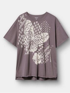 Torrid Torn Butterfly Tornado Boxy Cut Tee Gray Size 1 1X NWT